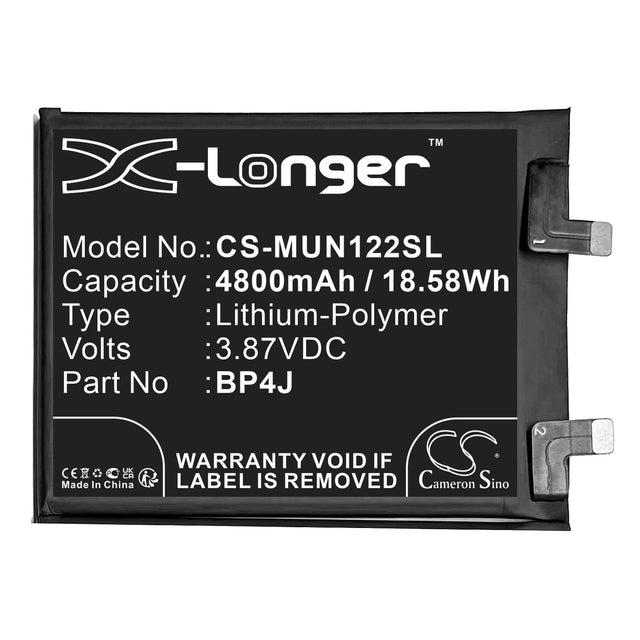 3.87V, Li-Polymer, 4800mAh, SmartPhone battery fits Redmi, Bp4j, 22101316ucp, 22101316up, 18.58Wh Mobile, SmartPhone Cameron Sino Technology Limited (Smartphone)