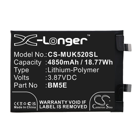 3.87V, Li-Polymer, 4850mAh, SmartPhone battery fits Redmi, Xiaomi, Bm5e, 22011211c, 22021211rc, 18.77Wh Mobile, SmartPhone Cameron Sino Technology Limited (Smartphone)