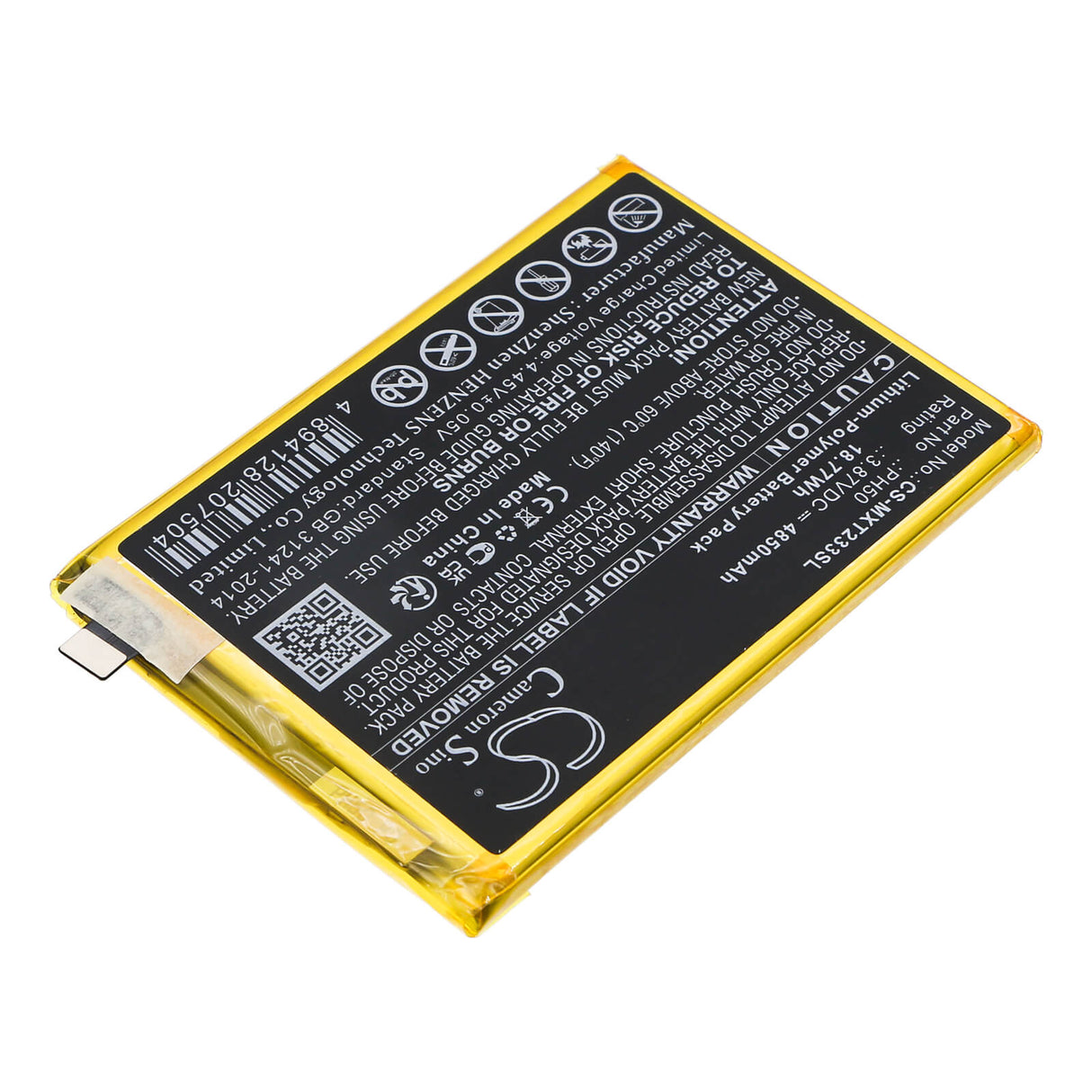 3.87V, Li-Polymer, 4850mAh, SmartPhone battery fits Motorola, Ph50, Moto G23, Xt2333, 18.77Wh Mobile, SmartPhone Cameron Sino Technology Limited (Smartphone)