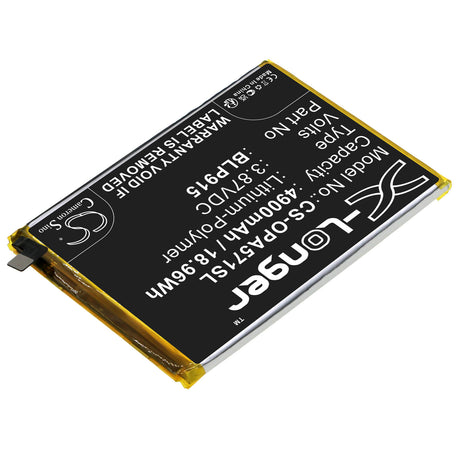 3.87V, Li-Polymer, 4900mAh, SmartPhone battery fits Oppo, Blp915, A57 5g, A57 5g 2022, 18.96Wh Mobile, SmartPhone Cameron Sino Technology Limited (Smartphone)