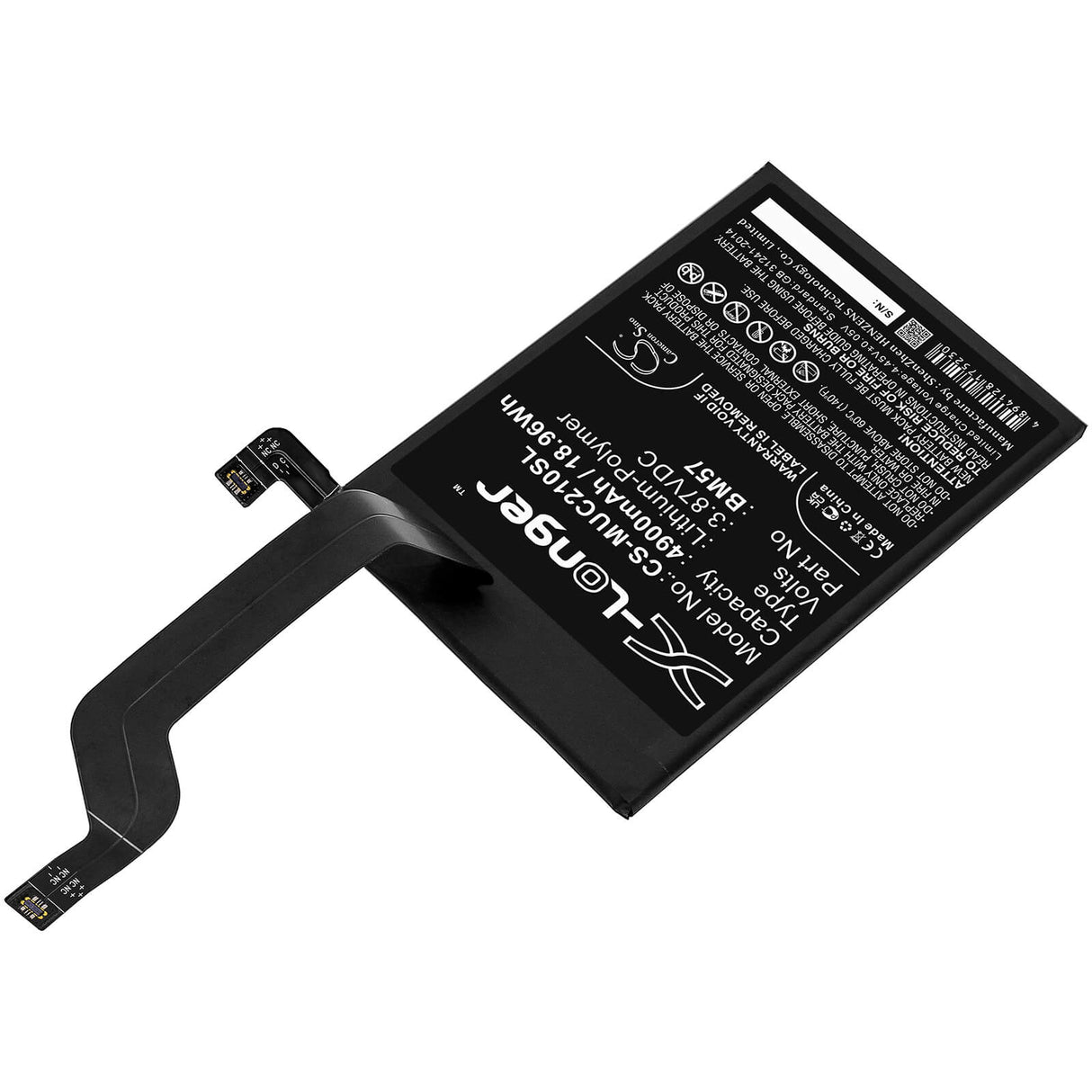 3.87V, Li-Polymer, 4900mAh, SmartPhone battery fits Redmi, Xiaomi, Poco, Bm57, 21061110ag, X3 Gt, 18.96Wh Mobile, SmartPhone Cameron Sino Technology Limited (Smartphone)
