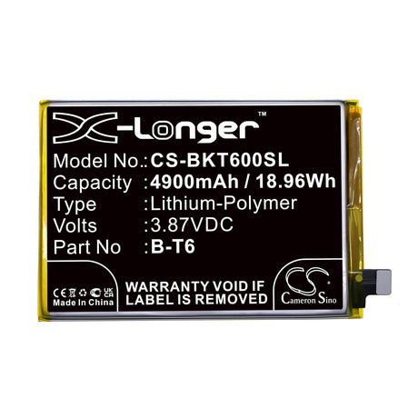 3.87V, Li-Polymer, 4900mAh, SmartPhone battery fits Vivo, B-t6, I2127, Iqoo Z6 5g, 18.96Wh Mobile, SmartPhone Cameron Sino Technology Limited (Smartphone)