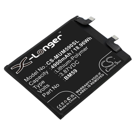 3.87V, Li-Polymer, 4900mAh, SmartPhone battery fits Xiaomi, Bm59, 11t, 21081111rg, 18.96Wh Mobile, SmartPhone Cameron Sino Technology Limited (Smartphone)