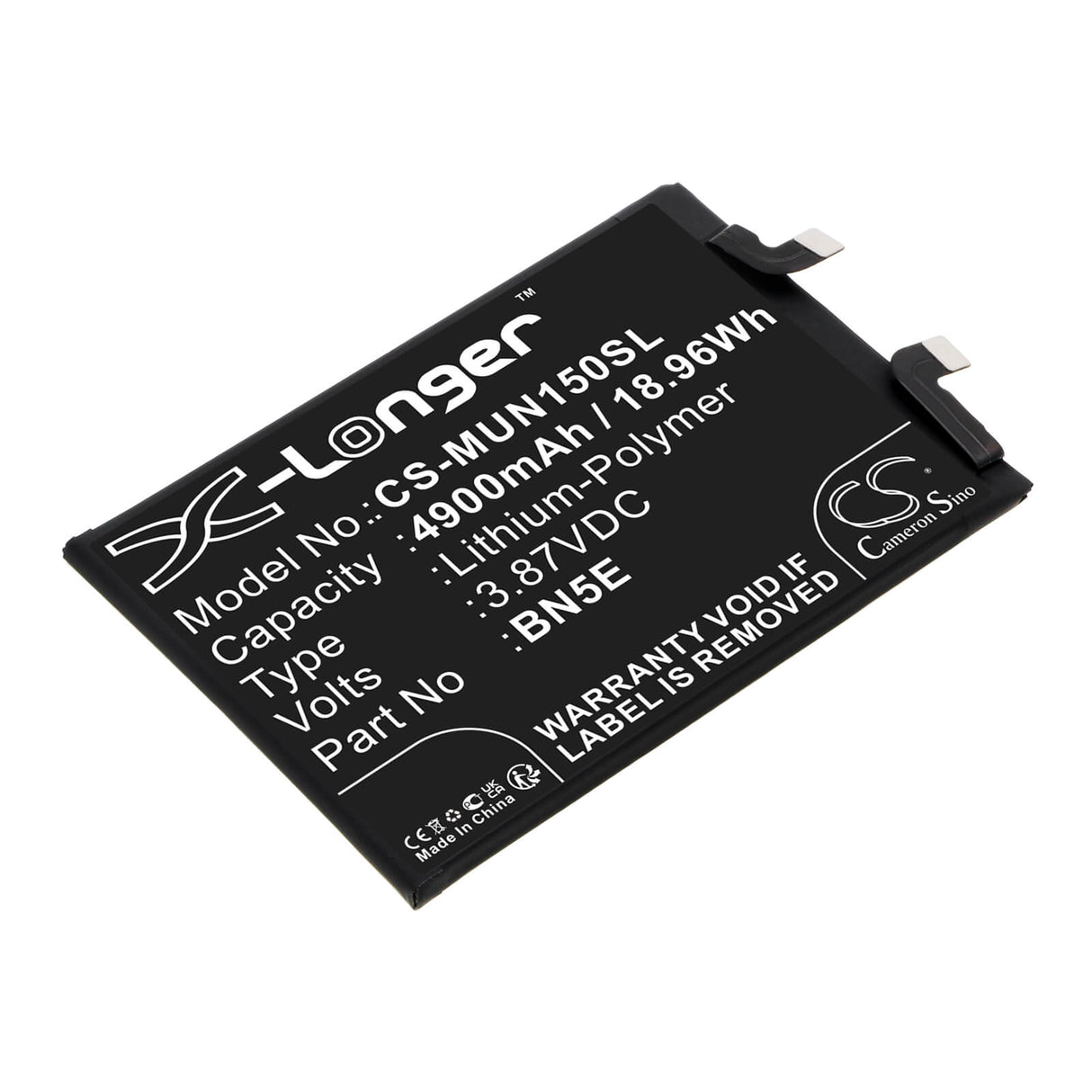 3.87V, Li-Polymer, 4900mAh, SmartPhone battery fits Xiaomi, Redmi, Bn5e, Note 11e Pro, 18.96Wh Mobile, SmartPhone Cameron Sino Technology Limited (Smartphone)