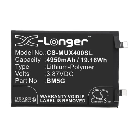 3.87V, Li-Polymer, 4950mAh, SmartPhone battery fits Poco, Redmi, Bm5g, X4 Gt, 19.16Wh Mobile, SmartPhone Cameron Sino Technology Limited (Smartphone)