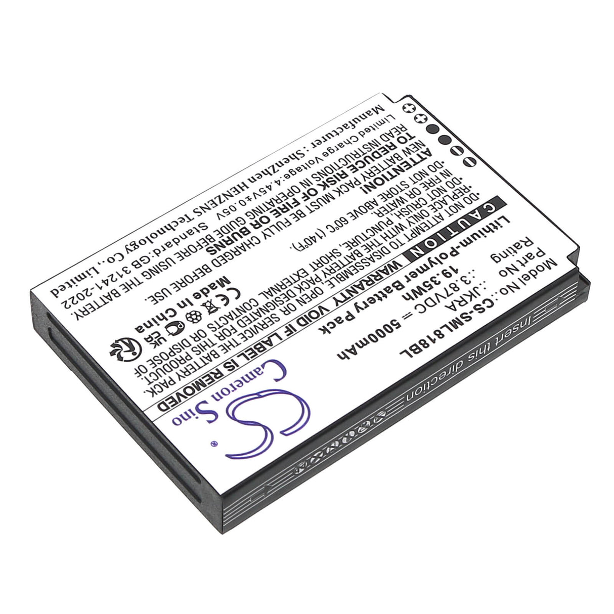 3.87V, Li-Polymer, 5000mAh, Payment Terminal battery fits Geenk, G3, 19.35Wh Payment Terminal Cameron Sino Technology Limited