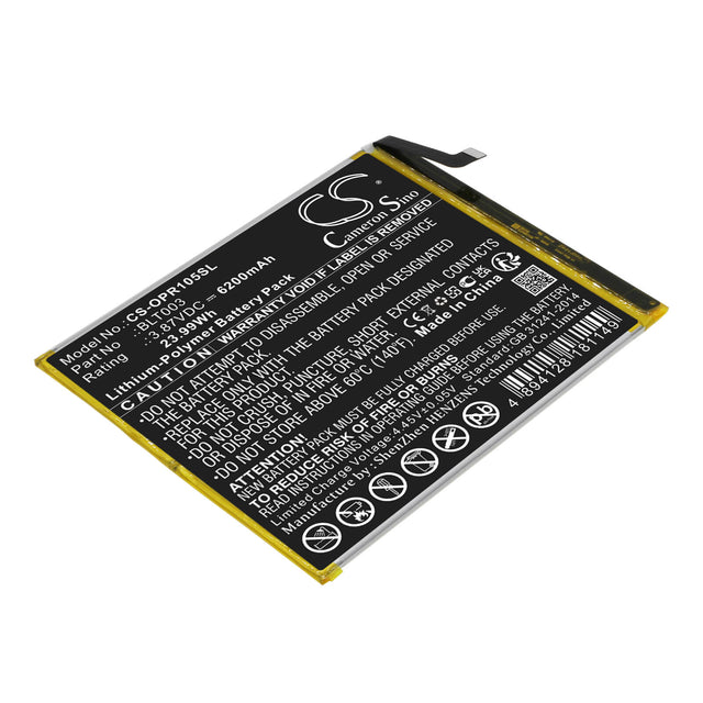 3.87V, Li-Polymer, 6200mAh, Tablet battery fits Oppo, Blt003, Realme Pad Mini, Realme Pad Mini 4g, 23.99Wh Tablet Cameron Sino Technology Limited