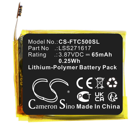3.87V, Li-Polymer, 65mAh, Smartwatch battery fits Fitbit, Lss271617, Charge 5, 0.25Wh Smartwatch Cameron Sino Technology Limited