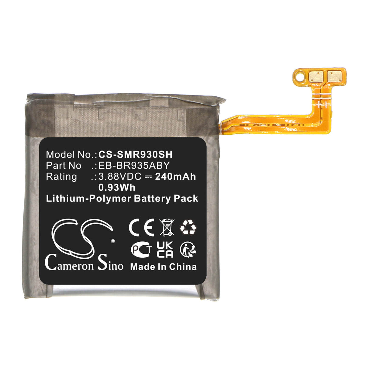 3.88V, Li-Polymer, 240mAh, Smartwatch battery fits Samsung, Eb-br935aby, Galaxy Watch 6 40mm, Sm-r930, 0.93Wh Smartwatch Cameron Sino Technology Limited