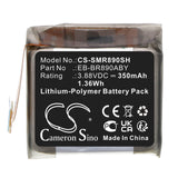 3.88V, Li-Polymer, 350mAh, Smartwatch battery fits Samsung, Eb-br870aby, Galaxy Watch4 Classic 46mm, Sm-r870, 1.36Wh Smartwatch Cameron Sino Technology Limited