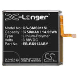 3.88V, Li-Polymer, 3750mAh, SmartPhone battery fits Samsung, Eb-bs912aby, Galaxy S23, Galaxy S23 5g, 14.55Wh Mobile, SmartPhone Cameron Sino Technology Limited (Smartphone)