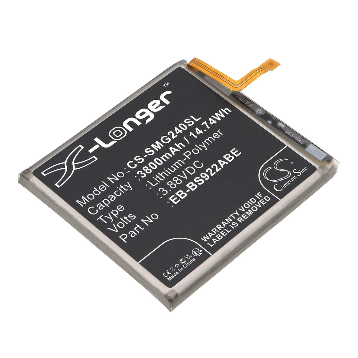 3.88V, Li-Polymer, 3800mAh, SmartPhone battery fits Samsung, Eb-bs922abe, Galaxy S24, Sm-s9210, 14.74Wh Mobile, SmartPhone Cameron Sino Technology Limited (Smartphone)