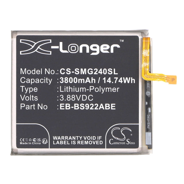 3.88V, Li-Polymer, 3800mAh, SmartPhone battery fits Samsung, Eb-bs922abe, Galaxy S24, Sm-s9210, 14.74Wh Mobile, SmartPhone Cameron Sino Technology Limited (Smartphone)