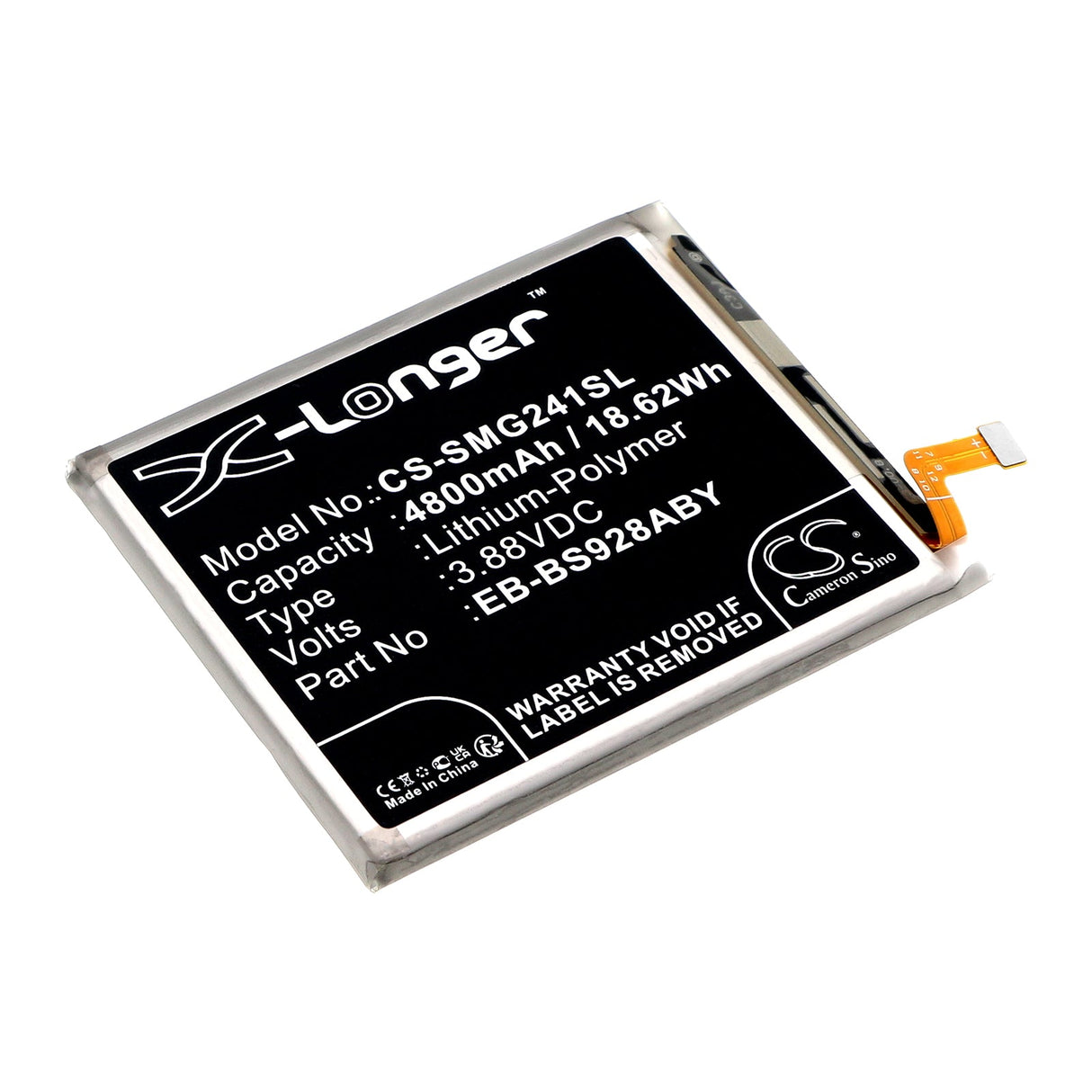 3,88V, Li-Polymer, 4800mAh, batterie de smartphone compatible avec Samsung, Eb-bs928aby, Galaxy S24 Ultra, Sm-s9280, 18,62Wh Mobile, Smartphone Cameron Sino Technology Limited (Smartphone)