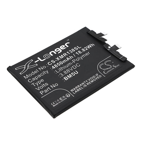 3.88V, Li-Polymer, 4850mAh, SmartPhone battery fits Redmi, Bm5u, 23090ra98c, Note 13 Pro+, 18.82Wh Mobile, SmartPhone Cameron Sino Technology Limited (Smartphone)