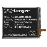 3.88V, Li-Polymer, 4900mAh, SmartPhone battery fits Samsung, Eb-bs918aby, Galaxy S23 Ultra, Galaxy S23 Ultra 5g, 19.01Wh Mobile, SmartPhone Cameron Sino Technology Limited (Smartphone)