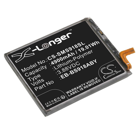 3.88V, Li-Polymer, 4900mAh, SmartPhone battery fits Samsung, Eb-bs918aby, Galaxy S23 Ultra, Galaxy S23 Ultra 5g, 19.01Wh Mobile, SmartPhone Cameron Sino Technology Limited (Smartphone)