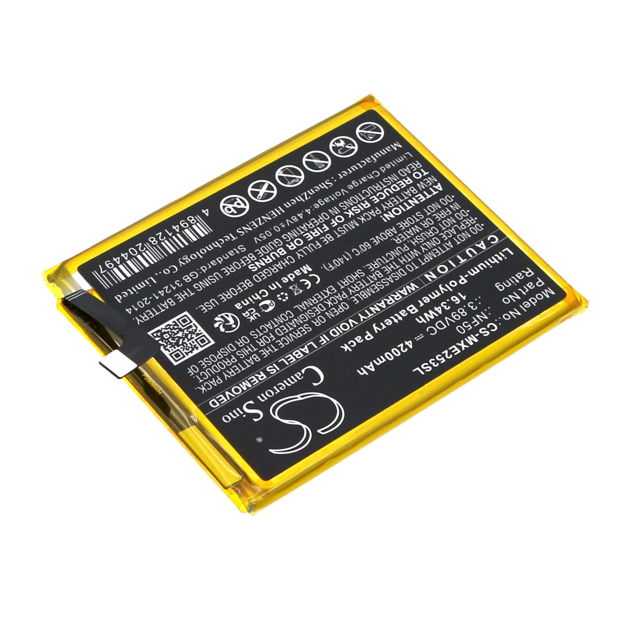 3.89V, Li-Polymer, 4200mAh, SmartPhone battery fits Motorola, Nf50, Egde 2022, Xt2205-3, 16.34Wh Mobile, SmartPhone Cameron Sino Technology Limited (Smartphone)