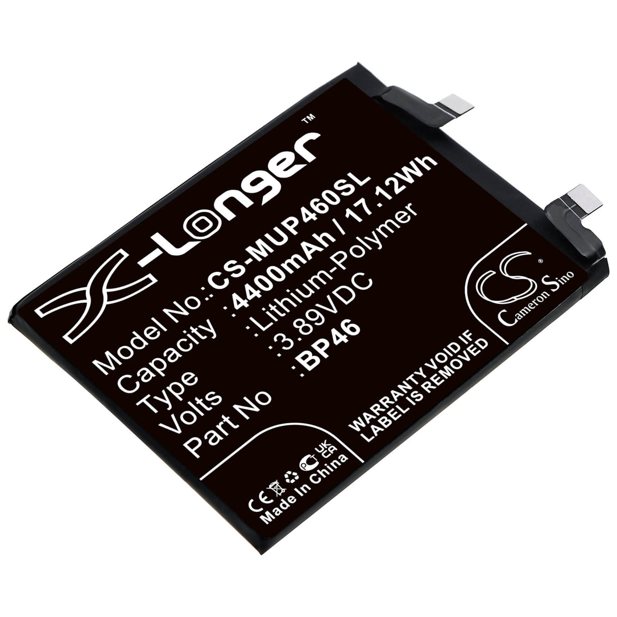 3.89V, Li-Polymer, 4400mAh, SmartPhone battery fits Xiaomi, Bp46, 2112123ac, 2112123ag, 17.12Wh Mobile, SmartPhone Cameron Sino Technology Limited (Smartphone)