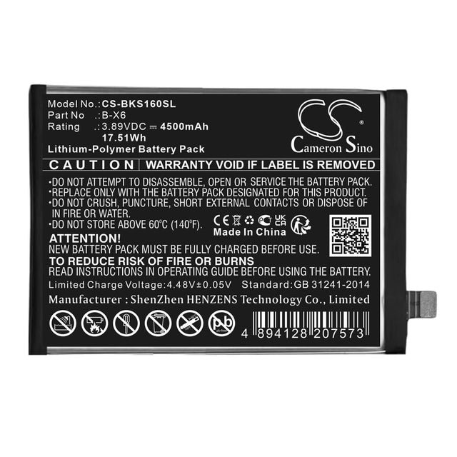 3.89V, Li-Polymer, 4500mAh, SmartPhone battery fits Vivo, B-x6, S16, V2244a, 17.51Wh Mobile, SmartPhone Cameron Sino Technology Limited (Smartphone)