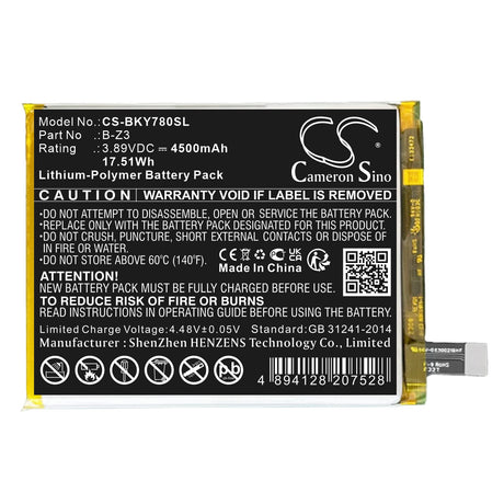 3.89V, Li-Polymer, 4500mAh, batterie de smartphone compatible avec Vivo, B-z3, Y78 Plus, Y78+, 17.51Wh Mobile, Smartphone Cameron Sino Technology Limited (Smartphone)