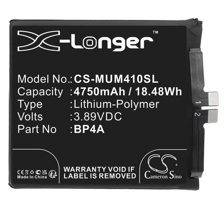3.89V, Li-Polymer, 4750mAh, SmartPhone battery fits Xiaomi, Bp4a, 12s Ultra, 2203121c, 18.48Wh Mobile, SmartPhone Cameron Sino Technology Limited (Smartphone)