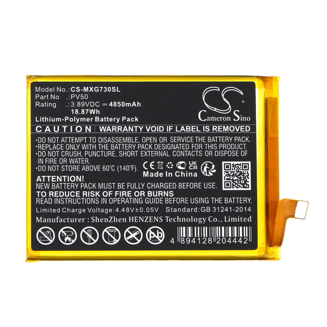 3.89V, Li-Polymer, 4850mAh, SmartPhone battery fits Motorola, Pv50, Moto G73 5g, Xt2237, 18.87Wh Mobile, SmartPhone Cameron Sino Technology Limited (Smartphone)