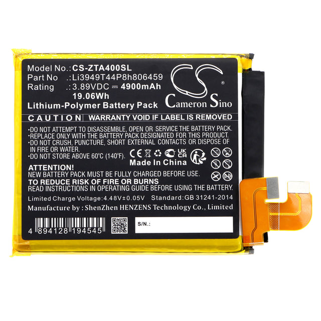 3.89V, Li-Polymer, 4900mAh, SmartPhone battery fits Zte, Li3949t44p8h806459, A2023p, A2023ph, 19.06Wh Mobile, SmartPhone Cameron Sino Technology Limited (Smartphone)