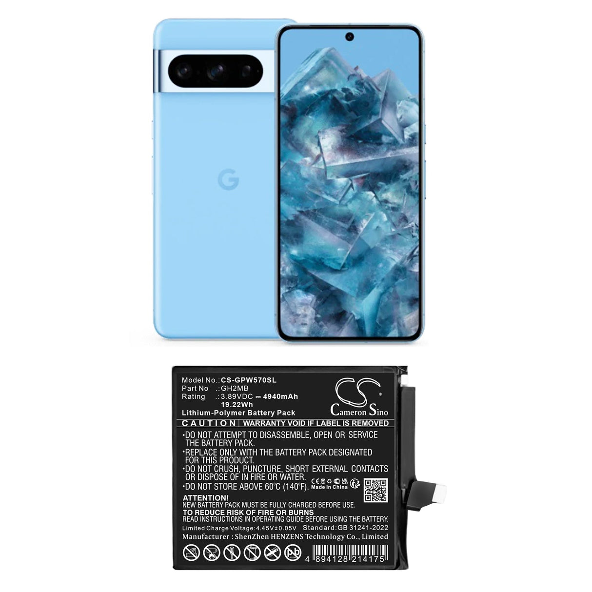 3,89V, Li-Polymère, 4940mAh, Mobile, batterie de smartphone s'adapte à Google, G949-01033-00, Gq57s, Gzc4k, 19,22Wh Mobile, Smartphone Cameron Sino Technology Limited (Smartphone)