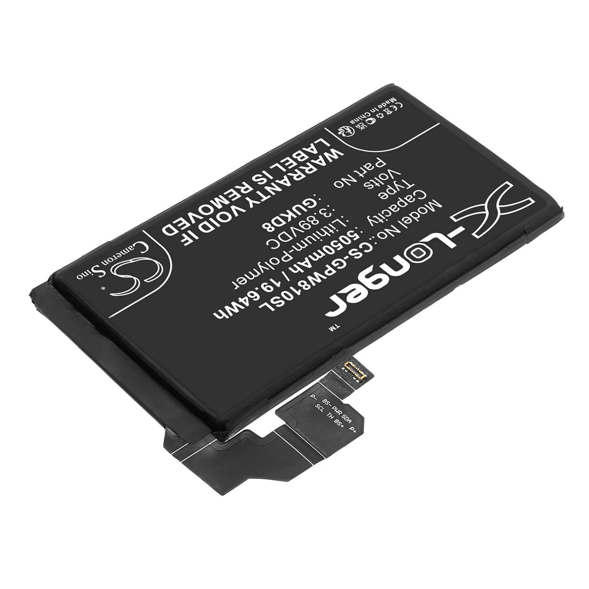 3.89V, Li-Polymer, 5050mAh, SmartPhone battery fits Google, G949-00704-01, Gc3ve, Pixel 8 Pro, 19.64Wh Mobile, SmartPhone Cameron Sino Technology Limited (Smartphone)