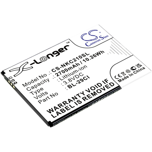 3.8V, Li-ion, 2700mAh, SmartPhone battery fits Nokia, Bl-29ci, C10, C20, 10.26Wh Mobile, SmartPhone Cameron Sino Technology Limited (Smartphone)