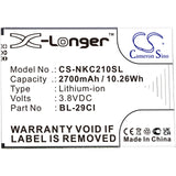 3.8V, Li-ion, 2700mAh, SmartPhone battery fits Nokia, Bl-29ci, C10, C20, 10.26Wh Mobile, SmartPhone Cameron Sino Technology Limited (Smartphone)