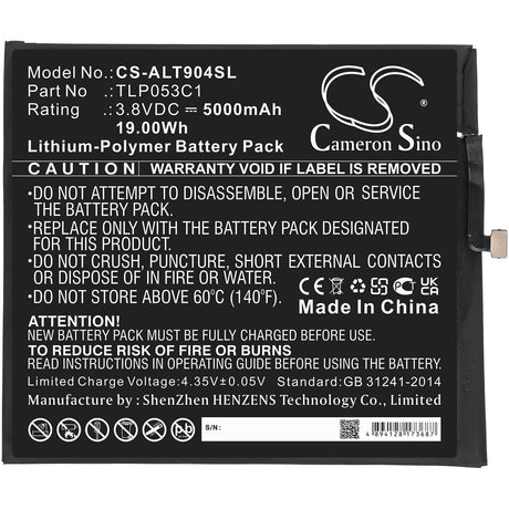 3.8V, Li-Polymer, 5000mAh, Tablet battery fits Alcatel, Tlp053c1, 9048s, Tab 8, 19.00Wh Tablet Cameron Sino Technology Limited
