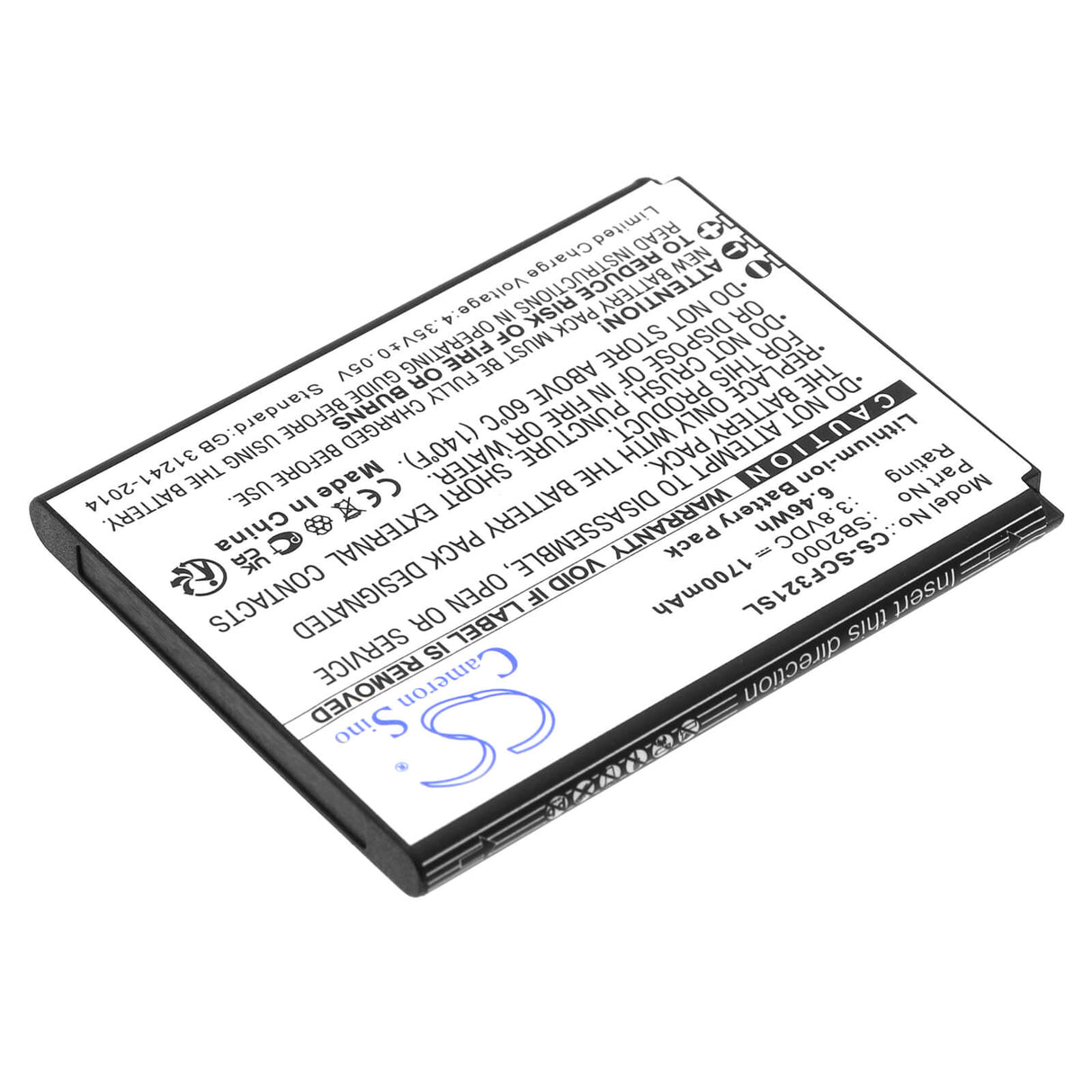 3.8V, Li-ion, 1700mAh, batterie de smartphone compatible avec Schok, Sb2000, Flip Sc3218b, Flip Sc3218t, 6.46Wh Mobile, Smartphone Cameron Sino Technology Limited (Smartphone)