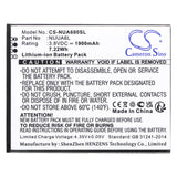 Batterie de smartphone 3.8V, Li-ion, 1900mAh, compatible avec Nuu, Nuua6l, A6l, 7.22Wh Mobile, Smartphone Cameron Sino Technology Limited (Smartphone)