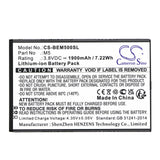 3.8V, Li-ion, 1900mAh, SmartPhone battery fits Bea-fon, M5, M5, M5 Premium, 7.22Wh Mobile, SmartPhone Cameron Sino Technology Limited (Smartphone)