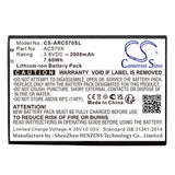 3.8V, Li-ion, 2000mAh, SmartPhone battery fits Archos, Ac570x, Oxygen 57, 7.6Wh Mobile, SmartPhone Cameron Sino Technology Limited (Smartphone)