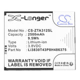 3.8V, Li-ion, 2500mAh, SmartPhone battery fits Zte, Li3830t43p8h486375, Blade A31 2021, 9.5Wh Mobile, SmartPhone Cameron Sino Technology Limited (Smartphone)