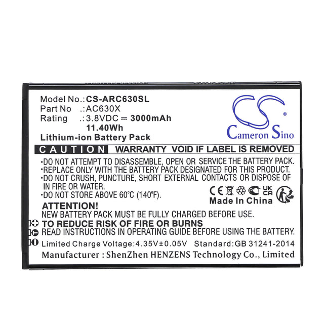 3.8V, Li-ion, 3000mAh, SmartPhone battery fits Archos, Ac630x, Oxygen 63, 11.4Wh Mobile, SmartPhone Cameron Sino Technology Limited (Smartphone)