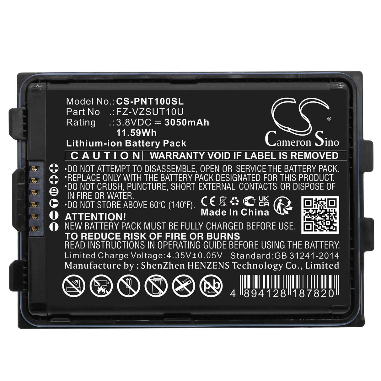 3.8v, Li-ion, 3050mah, Battery Fits Panasonic, Fz-l1, Fz-s1, 11.59wh Batteries for Electronics Cameron Sino Technology Limited (Suspended)