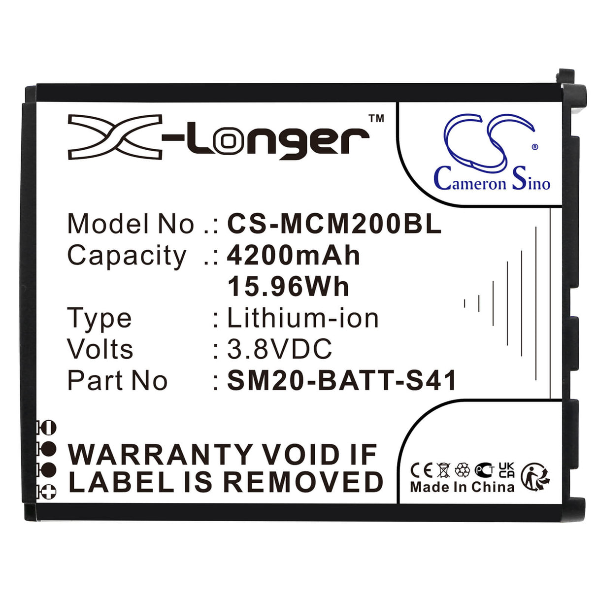 3.8v, Li-ion, 4200mah, Barcode Scanner Battery Fits M3 Mobile, Sm20, Sm20 X, 15.96wh Barcode Scanner Cameron Sino Technology Limited