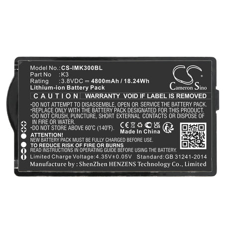 3.8v, Li-ion, 4800mah, Barcode Scanner Battery Fits Idata, K3, 18.24wh Barcode Scanner Cameron Sino Technology Limited