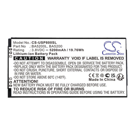 3.8V, Li-ion, 5200mAh, Equipment battery fits Unistrong, Ba5200, P8II E, 19.76Wh Equipment, Survey, Test Cameron Sino Technology Limited