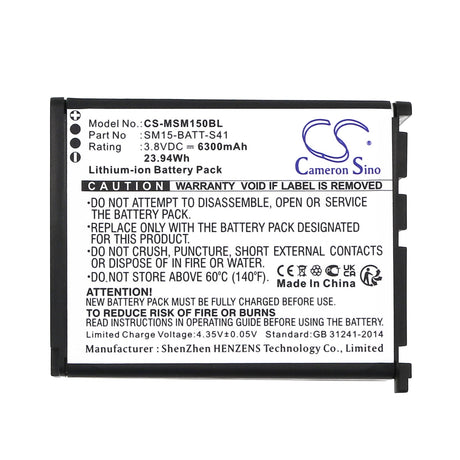 3.8v, Li-ion, 6300mah, Barcode scanner battery Fits M3 mobile Sm15, Sm15n, 23.94wh Barcode Scanner Cameron Sino Technology Limited   