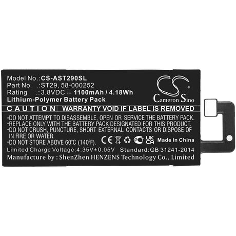 3.8V, Li-Polymer, 1100mAh, E-book, E-reader battery fits Amazon, 58-000252, Kindle Oasis 3, 4.18Wh E-book, E-reader Cameron Sino Technology Limited