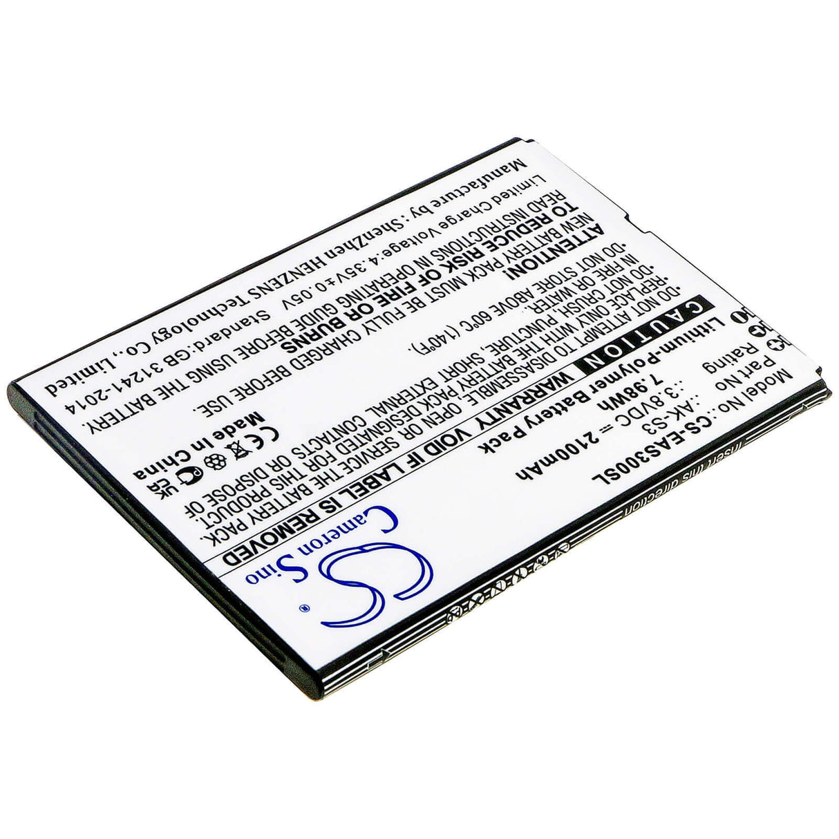 3.8V, Li-Polymer, 2100mAh, SmartPhone battery fits Emporia, Ak-s3, Smart 3, 7.98Wh Mobile, SmartPhone Cameron Sino Technology Limited (Smartphone)