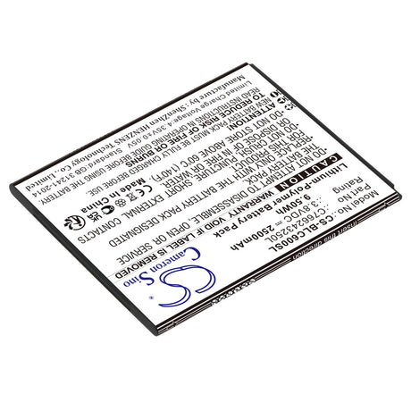 3.8V, Li-Polymer, 2500mAh, SmartPhone battery fits Blu, C766243250l, C0090p, C6, 9.5Wh Mobile, SmartPhone Cameron Sino Technology Limited (Smartphone)