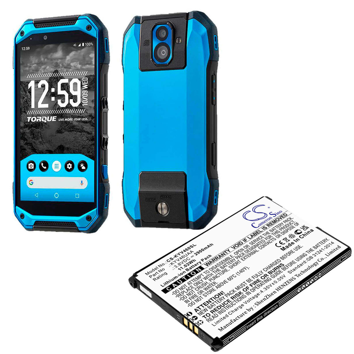 3.8V, Li-ion, 2900mAh, SmartPhone battery fits Kyocera, Kyv46uaa, Kyv46, Torque G04, 11.02Wh Mobile, SmartPhone Cameron Sino Technology Limited (Smartphone)