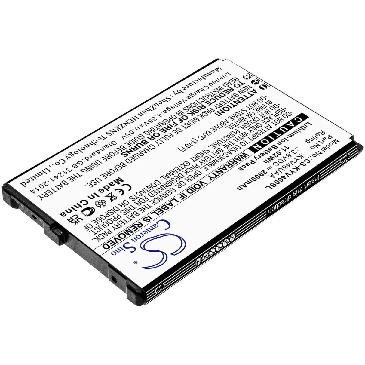 3.8V, Li-ion, 2900mAh, SmartPhone battery fits Kyocera, Kyv46uaa, Kyv46, Torque G04, 11.02Wh Mobile, SmartPhone Cameron Sino Technology Limited (Smartphone)