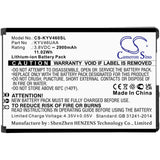 3.8V, Li-ion, 2900mAh, SmartPhone battery fits Kyocera, Kyv46uaa, Kyv46, Torque G04, 11.02Wh Mobile, SmartPhone Cameron Sino Technology Limited (Smartphone)